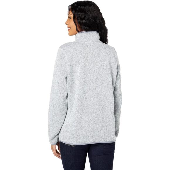 L.L.Bean Fleece Snap Sweater Pullover Gray Heather Small Petite Like New - Picture 3 of 8